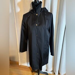 Gallery Black Hooded Trench Coat